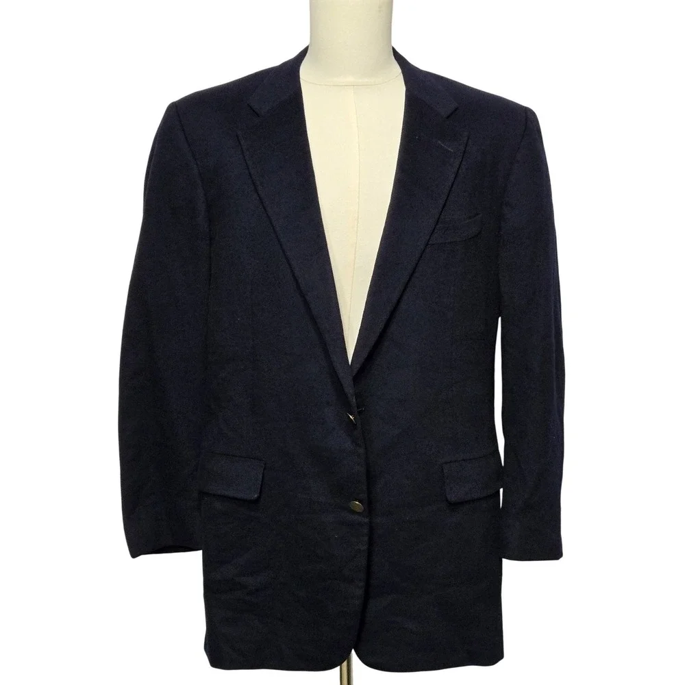Vintage Hickey Freeman Blazer Mens 42 Navy Canterbury Collection Cashmere 80s‎
